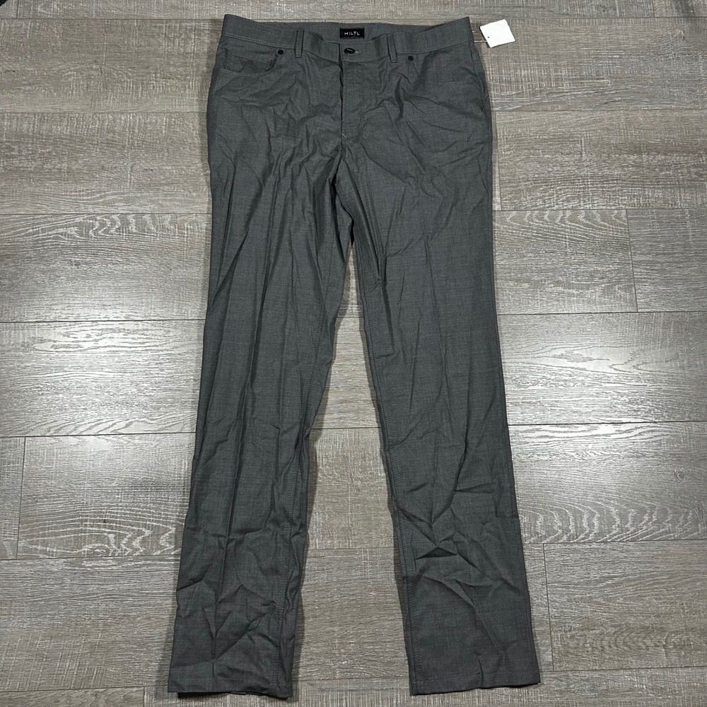 HILTL Mens Contemporary Fit Dress Pants Charcoal Gray‎ Size 38/34
